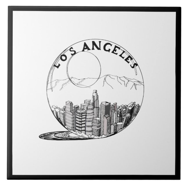 Modernes, stilvolles Los Angeles Sity Schwarz-weiß Fliese (Vorderseite)