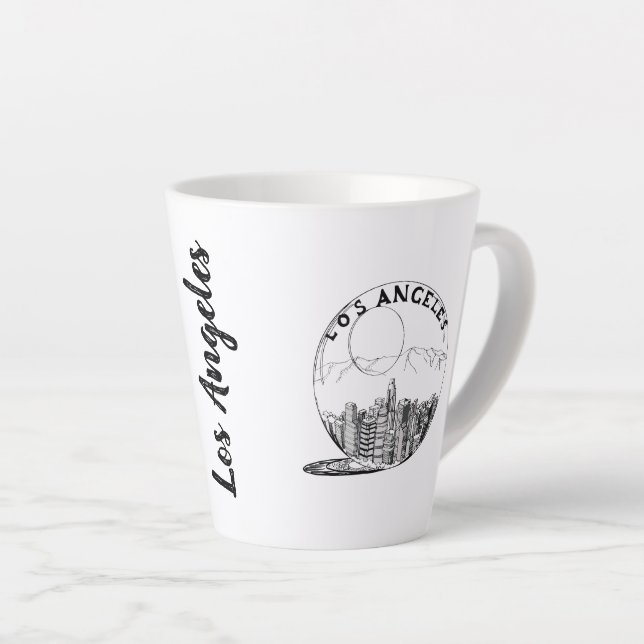 Modernes, stilvolles Los Angeles Sity Schwarz-weiß Milchtasse (Rechte Ecke)