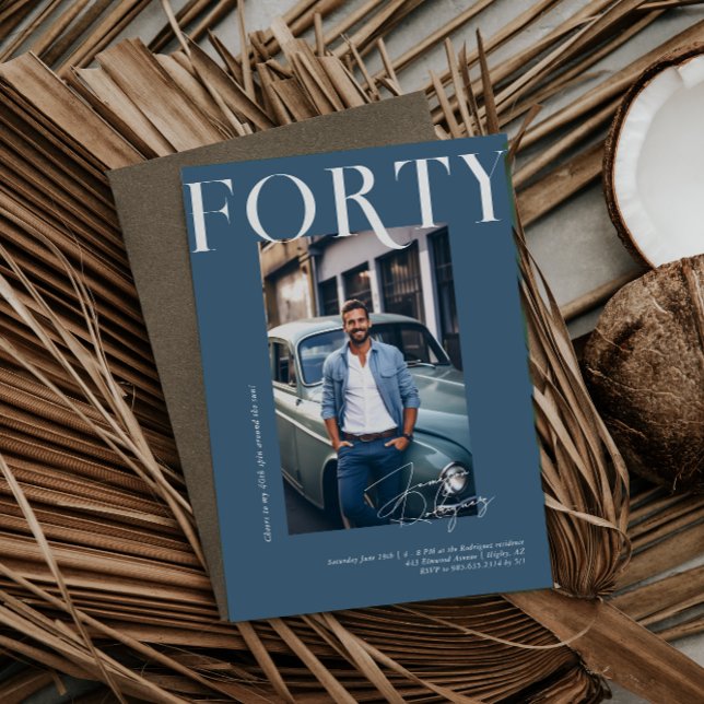 Modernes, stilvolles Magazin | 40. Geburtstag Foto Einladung (Von Creator hochgeladen)