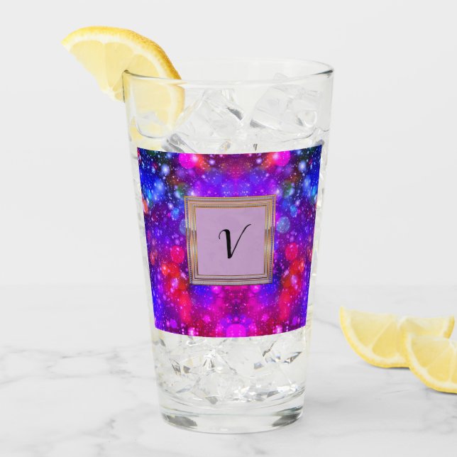 Modernes, stilvolles Mongram Muster WinterParty Glas (Vorderseite Ice)