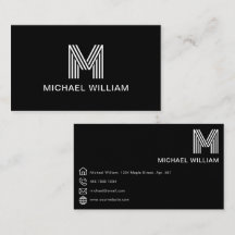 Modernes, stilvolles Monogram Simple Sleek Black