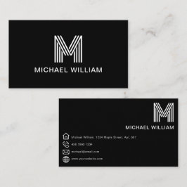 Modernes, stilvolles Monogram Simple Sleek Black Visitenkarte