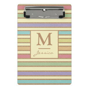 Modernes, stilvolles Monogramm aus pastelfarbenem Mini Klemmbrett