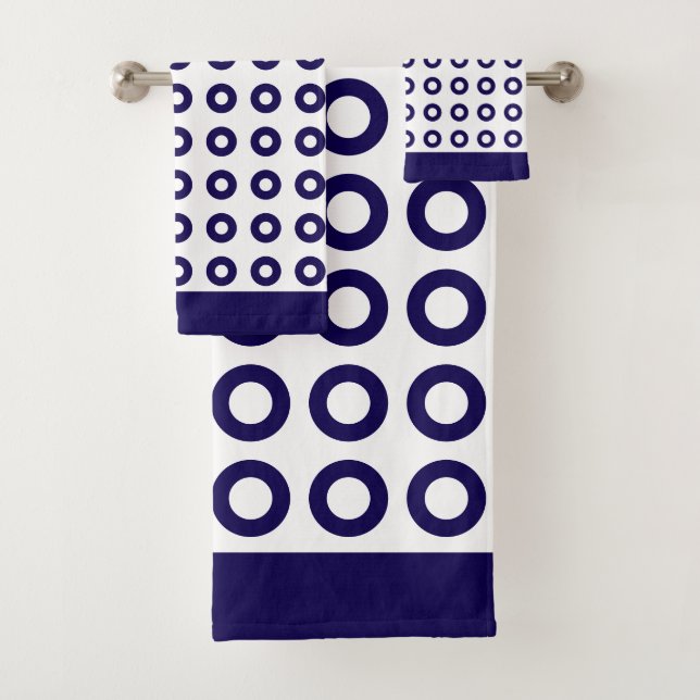 Modernes, stilvolles Navy Blue und White Bath Hand Badhandtuch Set (Insitu)