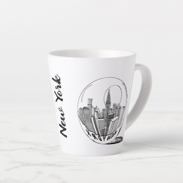 Modernes stilvolles New York Sity in Ball Schwarz- Milchtasse (Rechte Ecke)