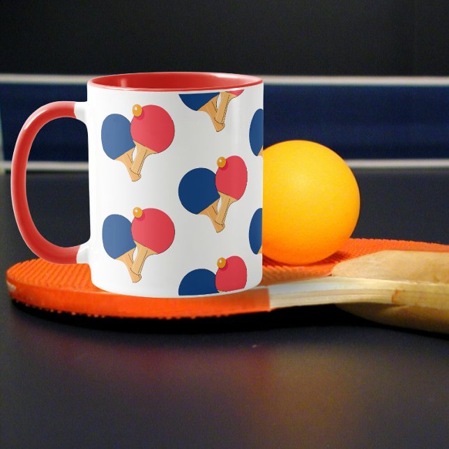 Modernes, stilvolles Paddel mit weißem Hintergrund Tasse (ping pong mug)