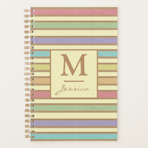 Modernes, stilvolles, Pastel Ribbon-Streifen Monog Planer