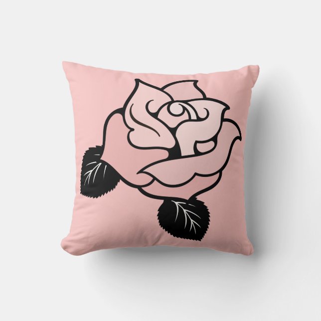 Modernes, stilvolles rosa Rosenkissen Kissen (Vorderseite)