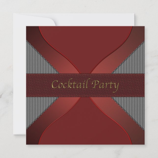 Modernes, stilvolles Rot-Black-Cocktail-Party Invi Einladung (Vorderseite)