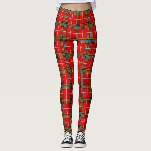 Modernes, stilvolles Rot Kariert Leggings (Vorderseite)
