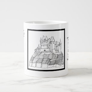 Modernes, stilvolles Schloss Schwarz-Weiß Jumbo-Tasse