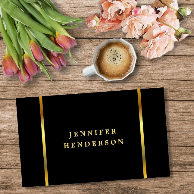 Modernes, stilvolles Schwarz-Gold-beruflich Visitenkarte (Modern stylish chic black and gold professional business card.)
