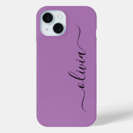 Modernes, stilvolles Schwarz-lila Monogramm Case-Mate iPhone Hülle