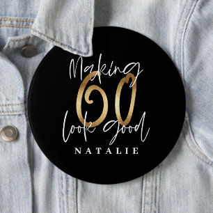 Modernes, stilvolles Schwarz und Gold 60. Geburtst Button