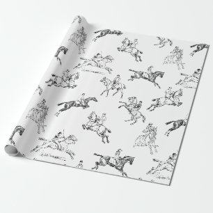 Modernes, stilvolles Schwarz-weißes Reiten Geschenkpapier