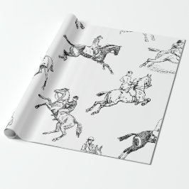 Modernes, stilvolles Schwarz-weißes Reiten Geschenkpapier