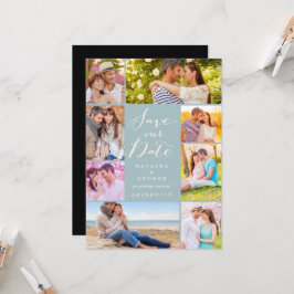 Modernes, stilvolles Script 8 Multi-Foto Save the Einladung