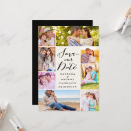Modernes, stilvolles Script 8 Multi-Foto Save the Einladung