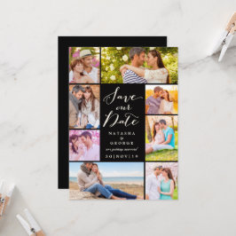 Modernes, stilvolles Script 8 Multi-Foto Save the Einladung
