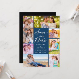 Modernes, stilvolles Script 8 Multi-Foto Save the Einladung