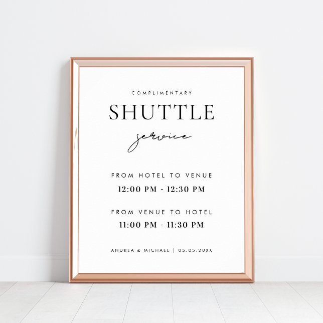Modernes, stilvolles Script Shuttle Service Weddin Poster (Von Creator hochgeladen)