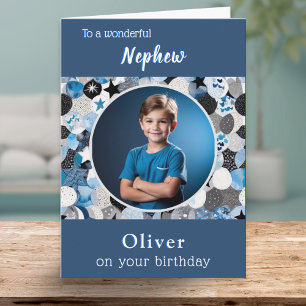 Modernes, stilvolles Trendy 1 Foto Nephew Birthday Karte