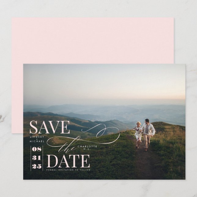 Modernes, stilvolles Typografie-Save the Date Foto Save The Date (Vorne/Hinten)