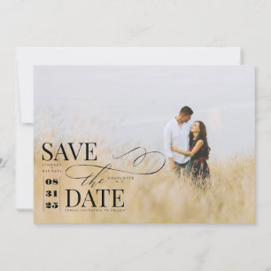 Modernes, stilvolles Typografie-Save the Date Foto Save The Date