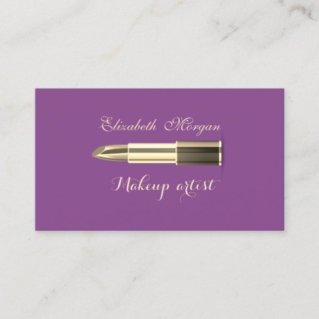 Modernes, stilvolles Violett - Makeup-Lipstick Visitenkarte (Vorderseite)