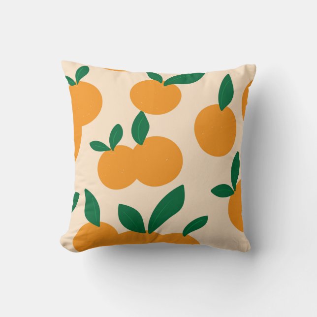Modernes, stilvolles Zitrusfrüchte Orangen Muster Kissen (Vorderseite)
