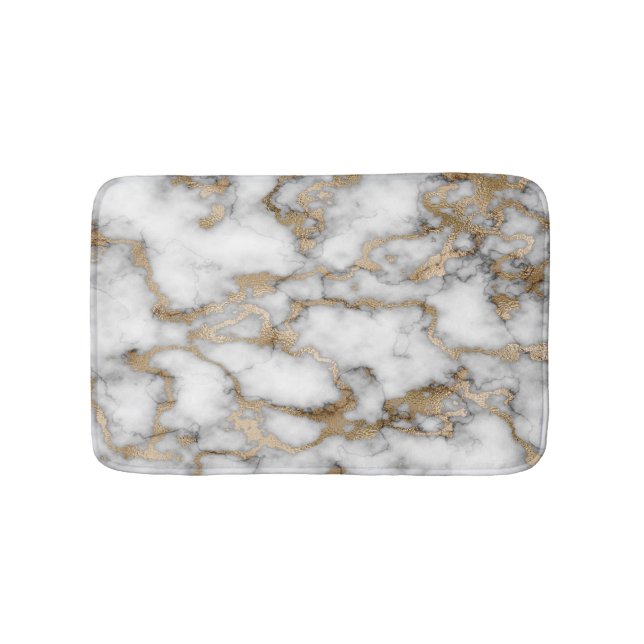 Modernes Stone-Muster aus weißem Gold Badematte (Vorderseite)