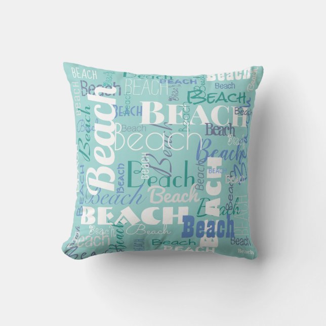 Modernes Strand-Typografie-Muster-tropisches Blau Kissen (Vorderseite)