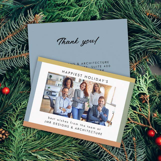 Modernes Stripes Foto Visitenkarte (Modern Stripes Photo Holiday Business Card)