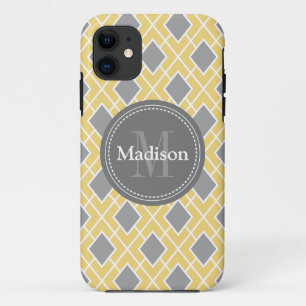 Modernes, stylisches, gelbgraues Diamantmuster Case-Mate iPhone Hülle