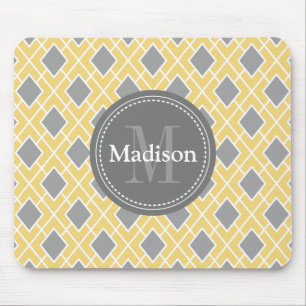 Modernes, stylisches, gelbgraues Diamantmuster Mousepad