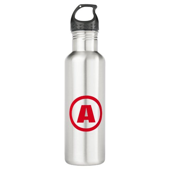 Modernes, stylisches Monogram Red Initial Letter W Edelstahlflasche (Vorderseite)