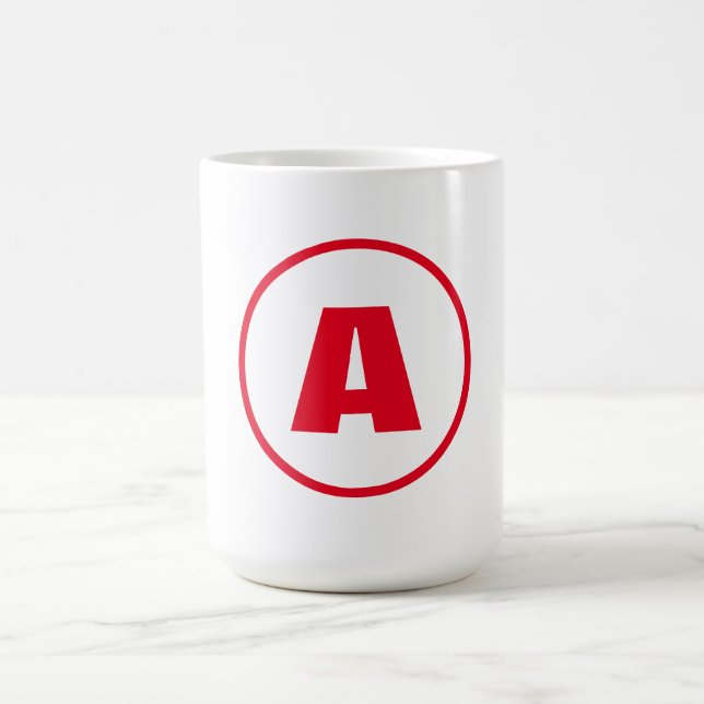 Modernes, stylisches Monogram Red Initial Letter W Kaffeetasse (Mittel)