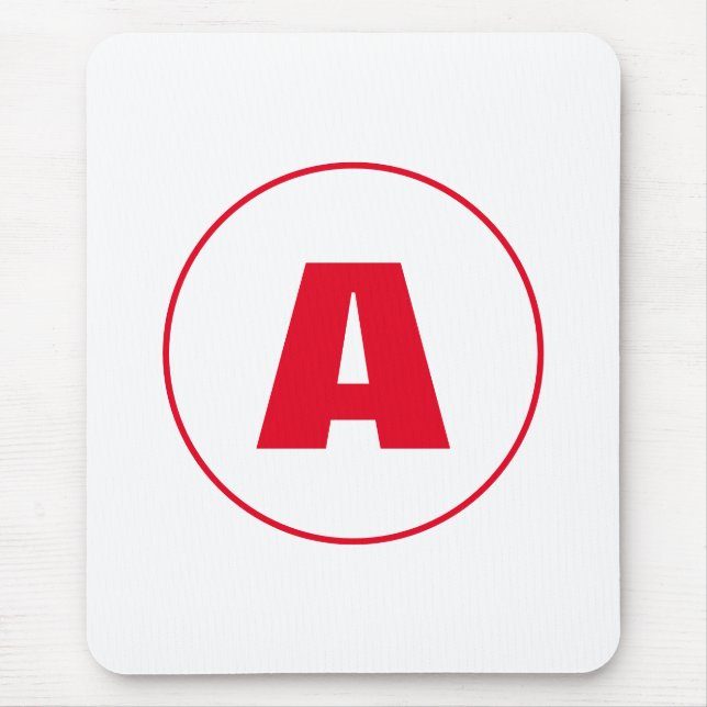 Modernes, stylisches Monogram Red Initial Letter W Mousepad (Vorne)