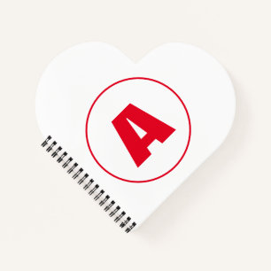 Modernes, stylisches Monogram Red Initial Letter W Notizbuch