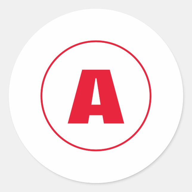 Modernes, stylisches Monogram Red Initial Letter W Runder Aufkleber (Vorderseite)