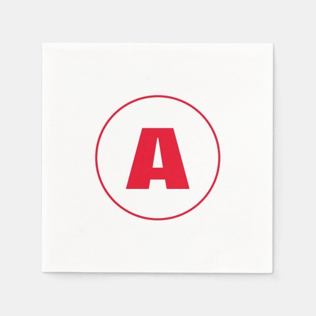 Modernes, stylisches Monogram Red Initial Letter W Serviette (Vorderseite)