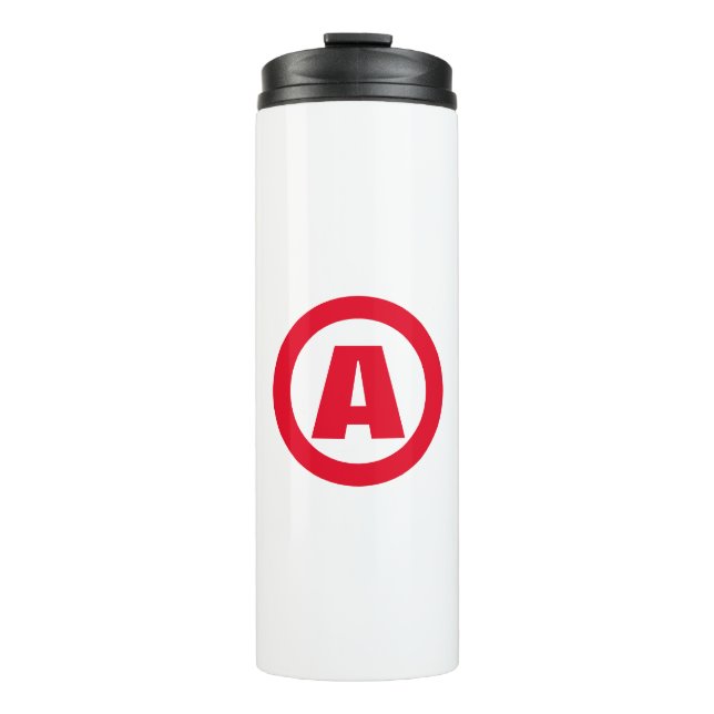 Modernes, stylisches Monogram Red Initial Letter W Thermosbecher (Vorderseite)