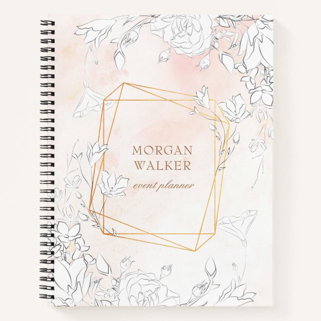 Modernes, subtiler blütenfarbenes Monogramm-Notebo Notizbuch (Vorderseite)