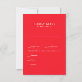 Modernes Summer Red Wedding RSVP Karte