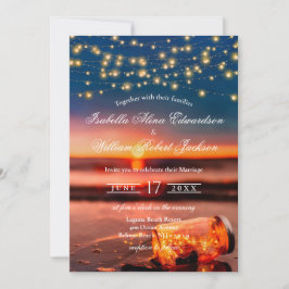 Modernes Summer Sunset Beach Mason Jar Wedding Einladung