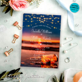 Modernes Summer Sunset Beach Mason Jar Wedding Einladung