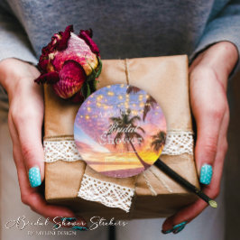 Modernes Sunset & Stars Summer Beach Brautparty Runder Aufkleber