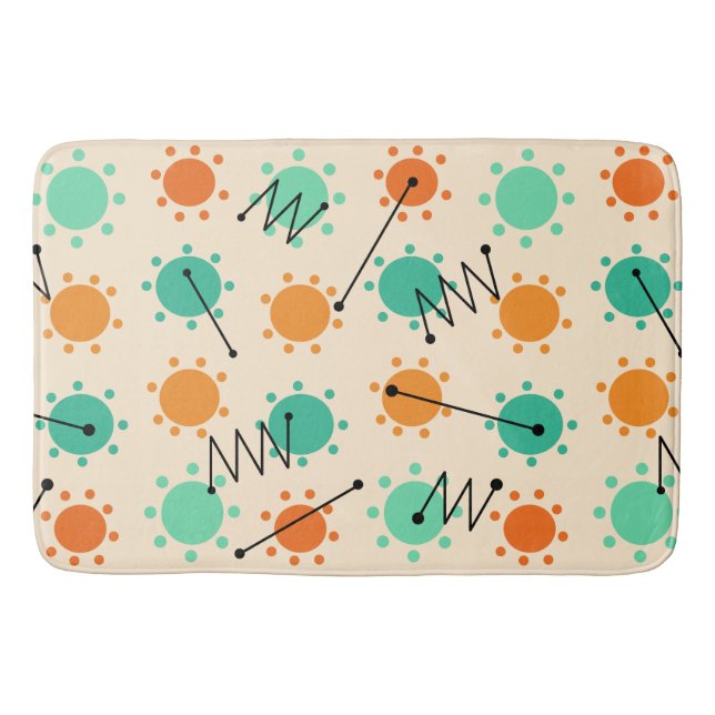 Modernes Sunshine Orange Türkis Badematte (Vorderseite)