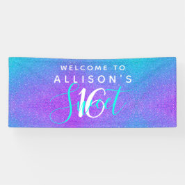 Modernes Sweet 16 Aquamariner Lila Glitzer Persona Banner