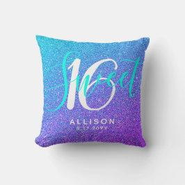 Modernes Sweet 16 Aquamariner Lila Glitzer Persona Kissen